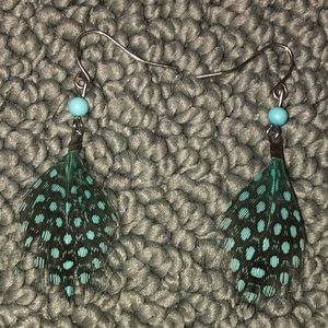 Turquoise Feather Earrings